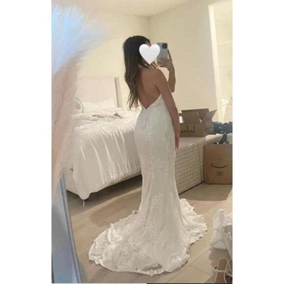 Lulus Glamour White Embroidered Halter Mermaid Maxi Dress Size M NWT - Picture 8 of 15